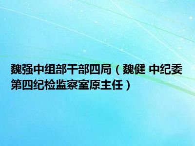 魏强中组部干部四局魏健中纪委第四纪检监察室原主任