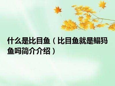 什么是比目鱼比目鱼就是鳎犸鱼吗简介介绍