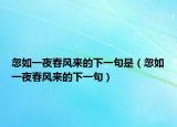 忽如一夜春风来的下一句是（忽如一夜春风来的下一句）