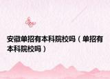 安徽单招有本科院校吗（单招有本科院校吗）