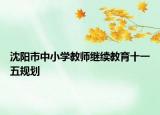 沈阳市中小学教师继续教育十一五规划
