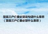 楚虽三户亡秦必楚这句话什么意思（楚虽三户亡秦必楚什么意思）