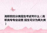 高职院校分类招生考试考什么（高职高专专业设置 招生可分为两大类）