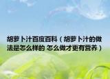 胡萝卜汁百度百科（胡萝卜汁的做法是怎么样的 怎么做才更有营养）