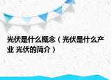 光伏是什么概念（光伏是什么产业 光伏的简介）