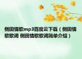 侧田情歌mp3百度云下载（侧田情歌歌词 侧田情歌歌词简单介绍）