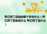 甲乙丙丁后面的那个字念什么（甲乙丙丁后面是什么 甲乙丙丁是什么）